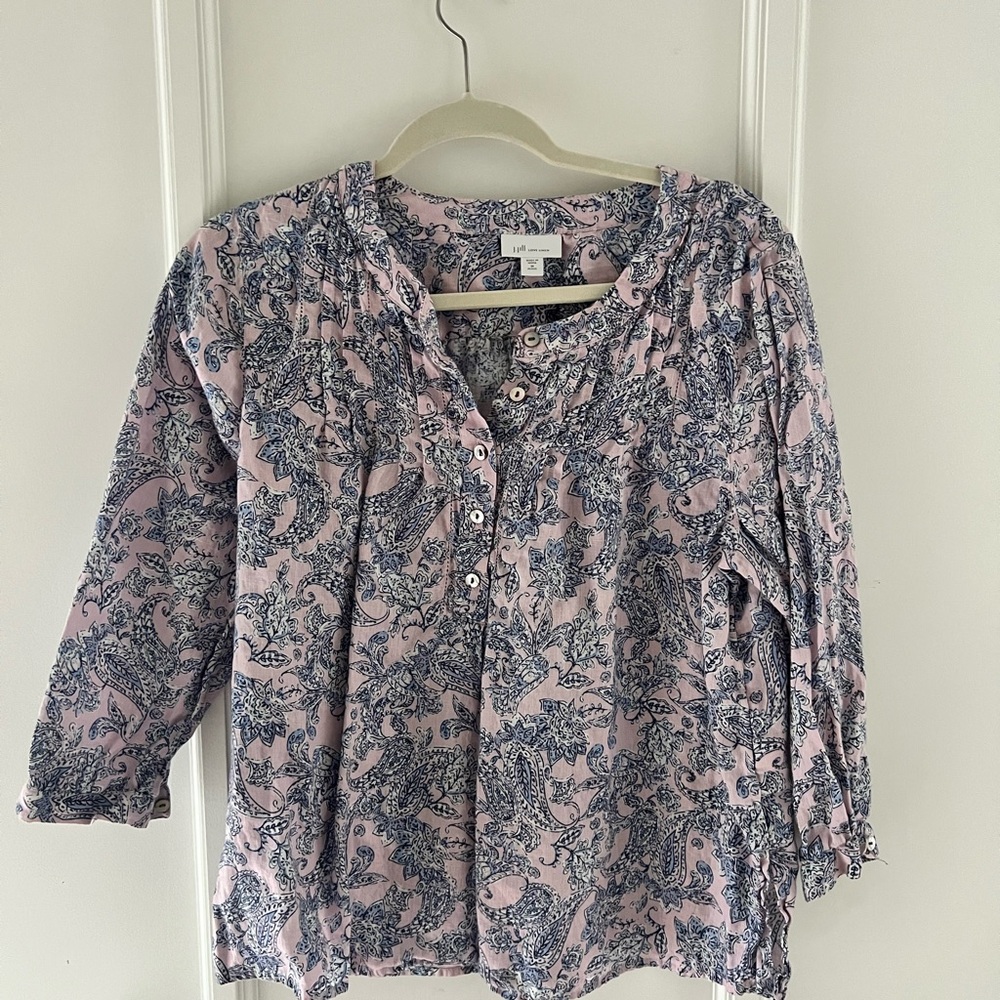 J. Jill Lavender and Navy Paisley Blouse